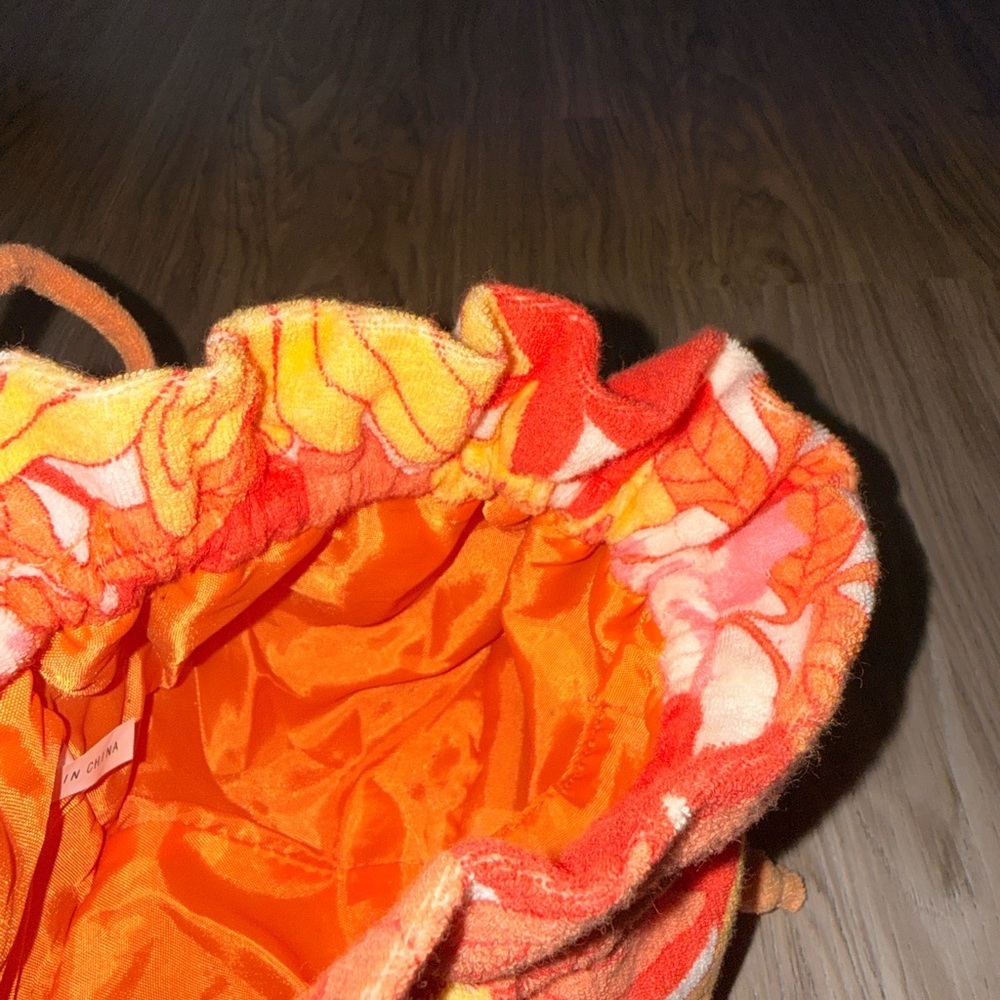 Floral Drawstring Pouch Bag - Orange - Picture 4 of 4
